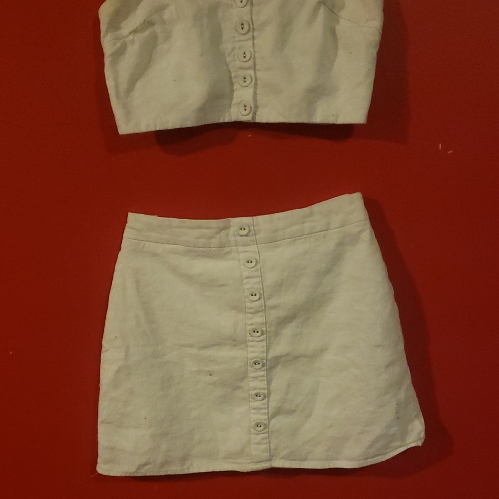 Chic White Button-Up Skirt Set